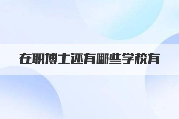 在职博士还有哪些学校有