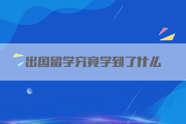 出国留学究竟学到了什么