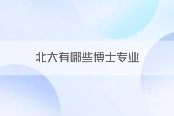 北大有哪些博士专业