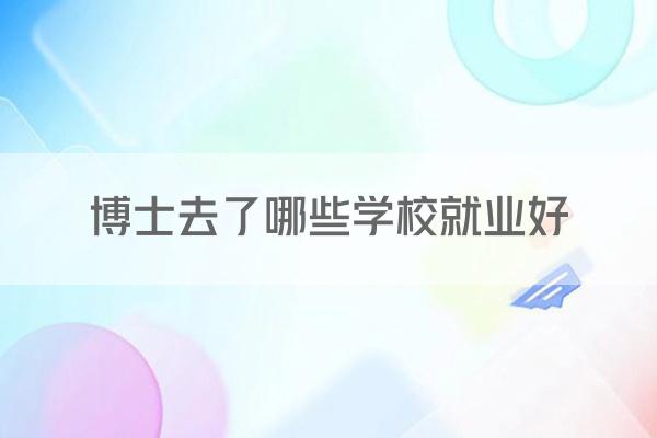 博士去了哪些学校就业好