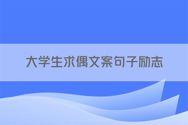 大学生求偶文案句子励志
