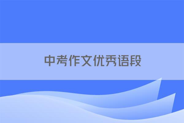 中考作文优秀语段