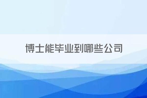 博士能毕业到哪些公司