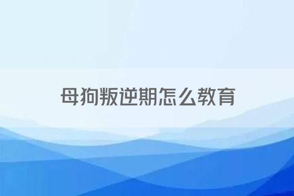 母狗叛逆期怎么教育