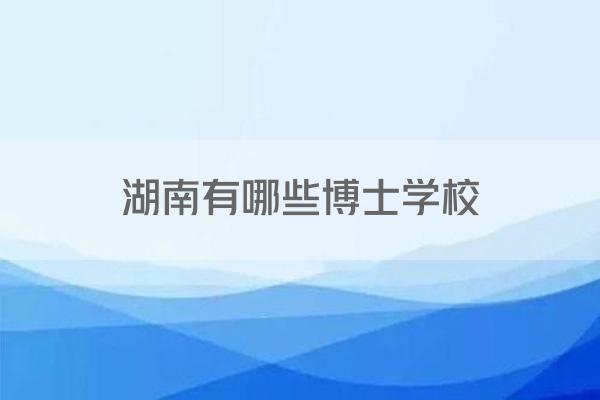 湖南有哪些博士学校