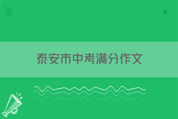 泰安市中考满分作文