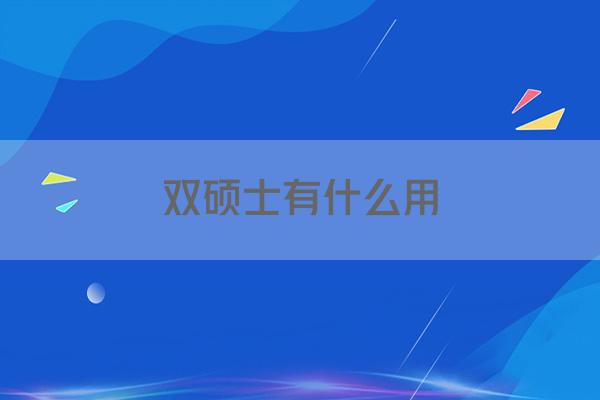 双硕士有什么用