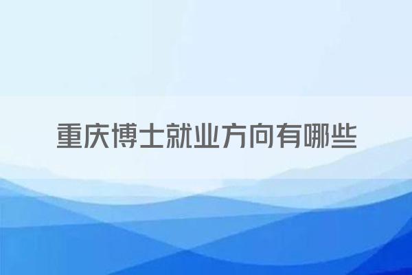 重庆博士就业方向有哪些