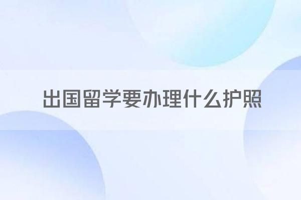 出国留学要办理什么护照