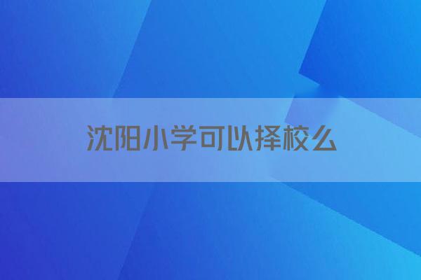 沈阳小学可以择校么