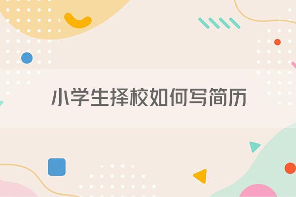 小学生择校如何写简历