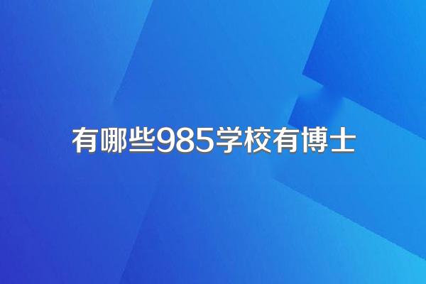 有哪些985学校有博士