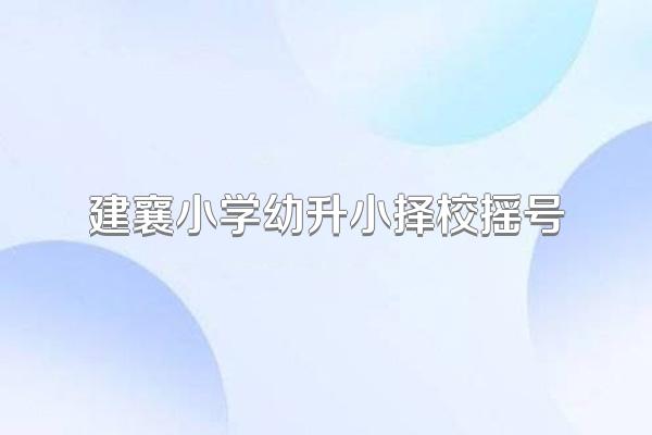 建襄小学幼升小择校摇号