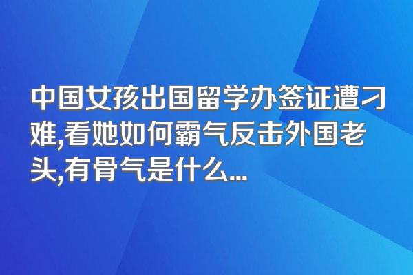 中国女孩出国留学办签证遭刁难,看她如何霸气反击外国老头,有骨