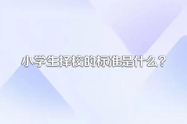 小学生择校的标准是什么?