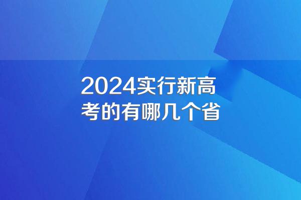 2024实行新高考的有哪几个省