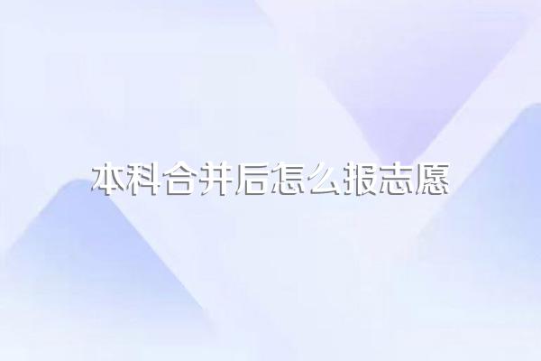 本科合并后怎么报志愿