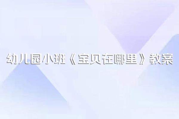 幼儿园小班《宝贝在哪里》教案