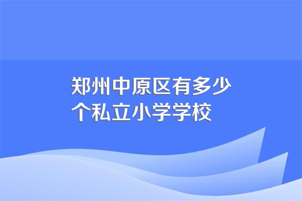 郑州中原区有多少个私立小学学校