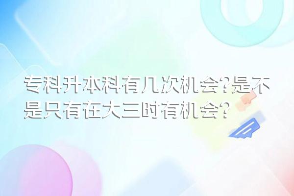 专科升本科有几次机会?是不是只有在大三时有机会?