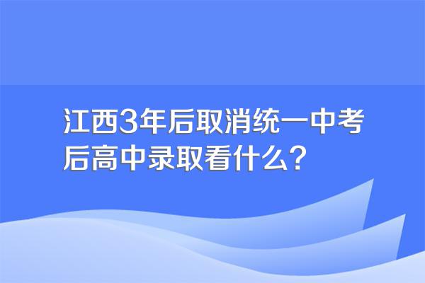 江西3年后取消统一中考后高中录取看什么?