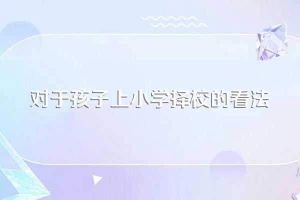 对于孩子上小学择校的看法
