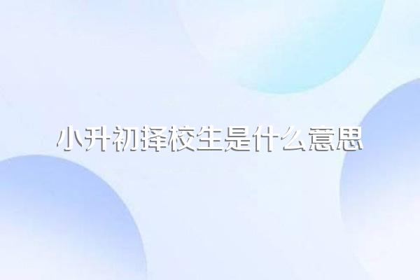 小升初择校生是什么意思