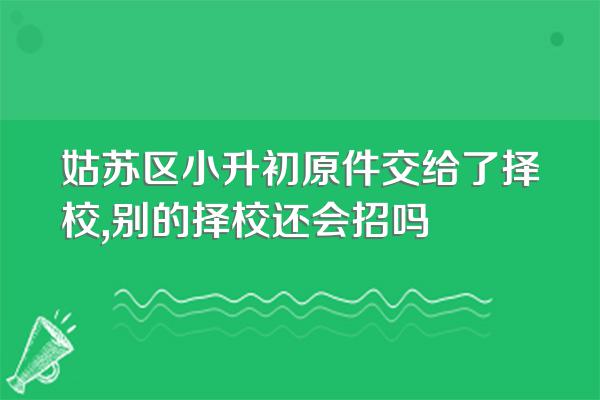 姑苏区小升初原件交给了择校,别的择校还会招吗