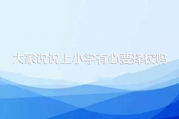 大家说说上小学有必要择校吗