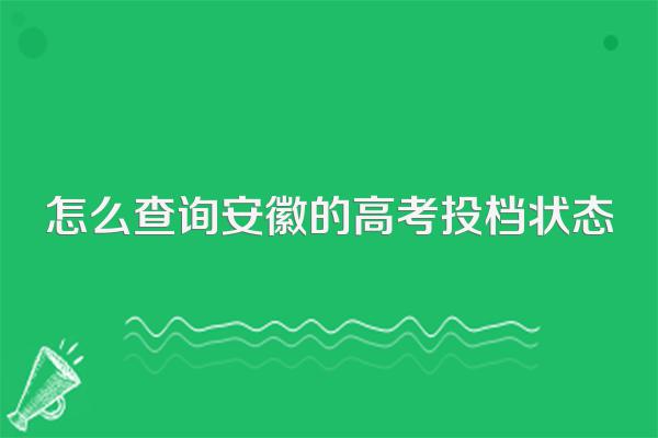 怎么查询安徽的高考投档状态