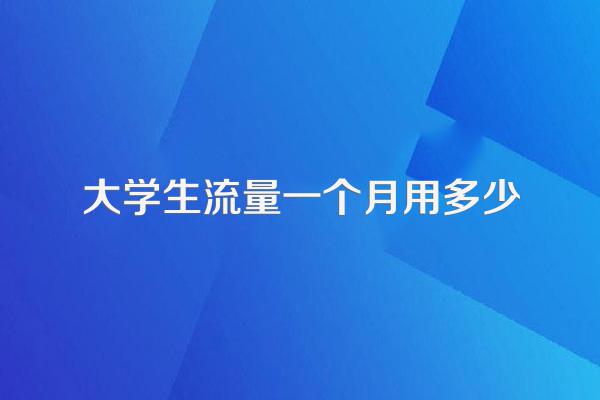 大学生流量一个月用多少