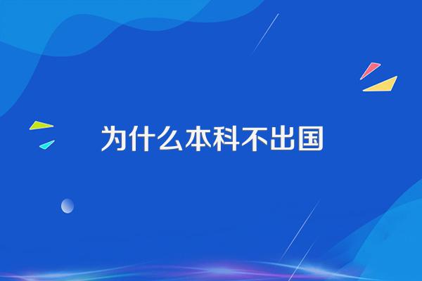 为什么本科不出国