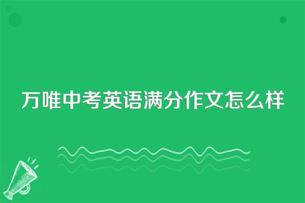 万唯中考英语满分作文怎么样