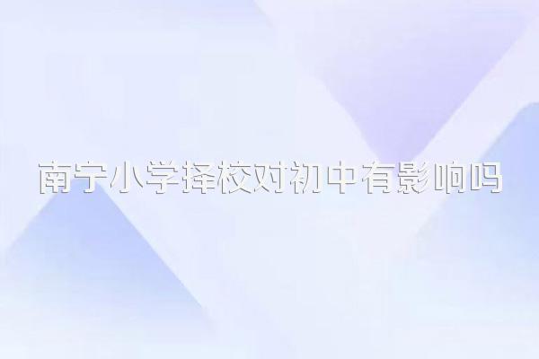 南宁小学择校对初中有影响吗