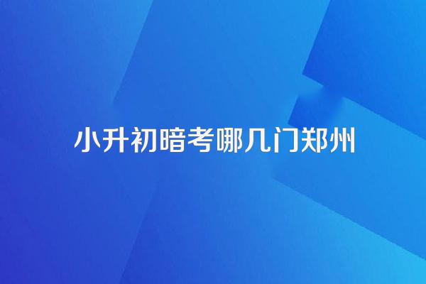 小升初暗考哪几门郑州