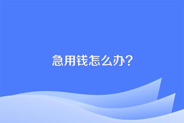 急用钱怎么办?