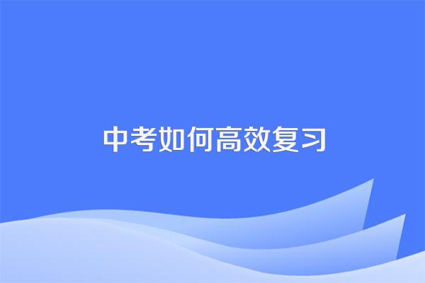 中考如何高效复习