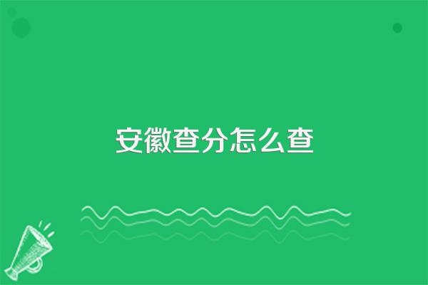 安徽查分怎么查
