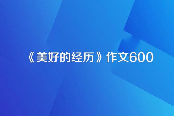 《美好的经历》作文600