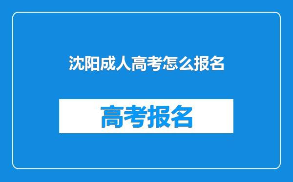 沈阳成人高考怎么报名