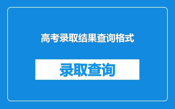 高考录取结果查询格式