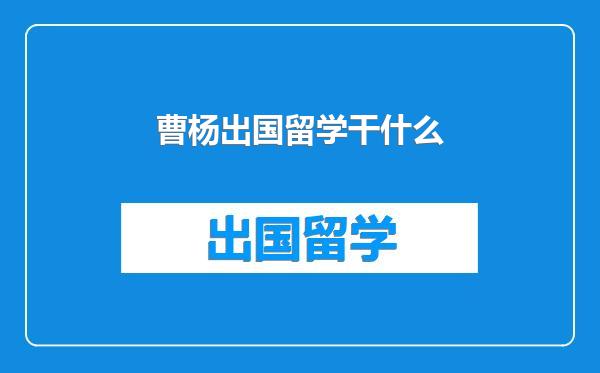曹杨出国留学干什么