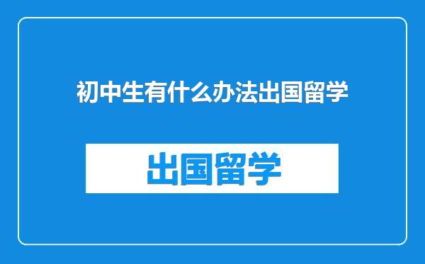 初中生有什么办法出国留学