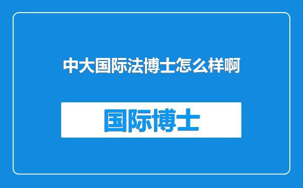 中大国际法博士怎么样啊