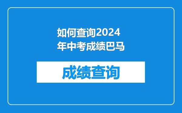 如何查询2024年中考成绩巴马