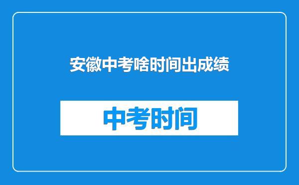 安徽中考啥时间出成绩