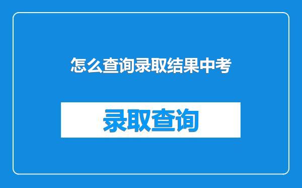 怎么查询录取结果中考