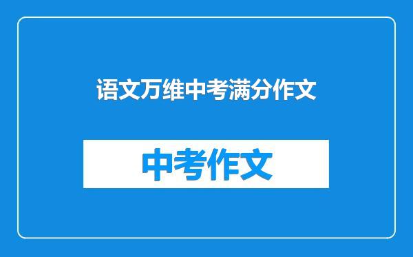 语文万维中考满分作文
