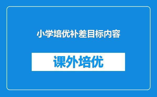 小学培优补差目标内容