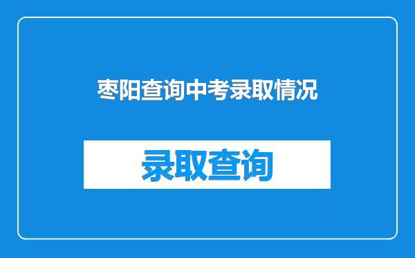枣阳查询中考录取情况